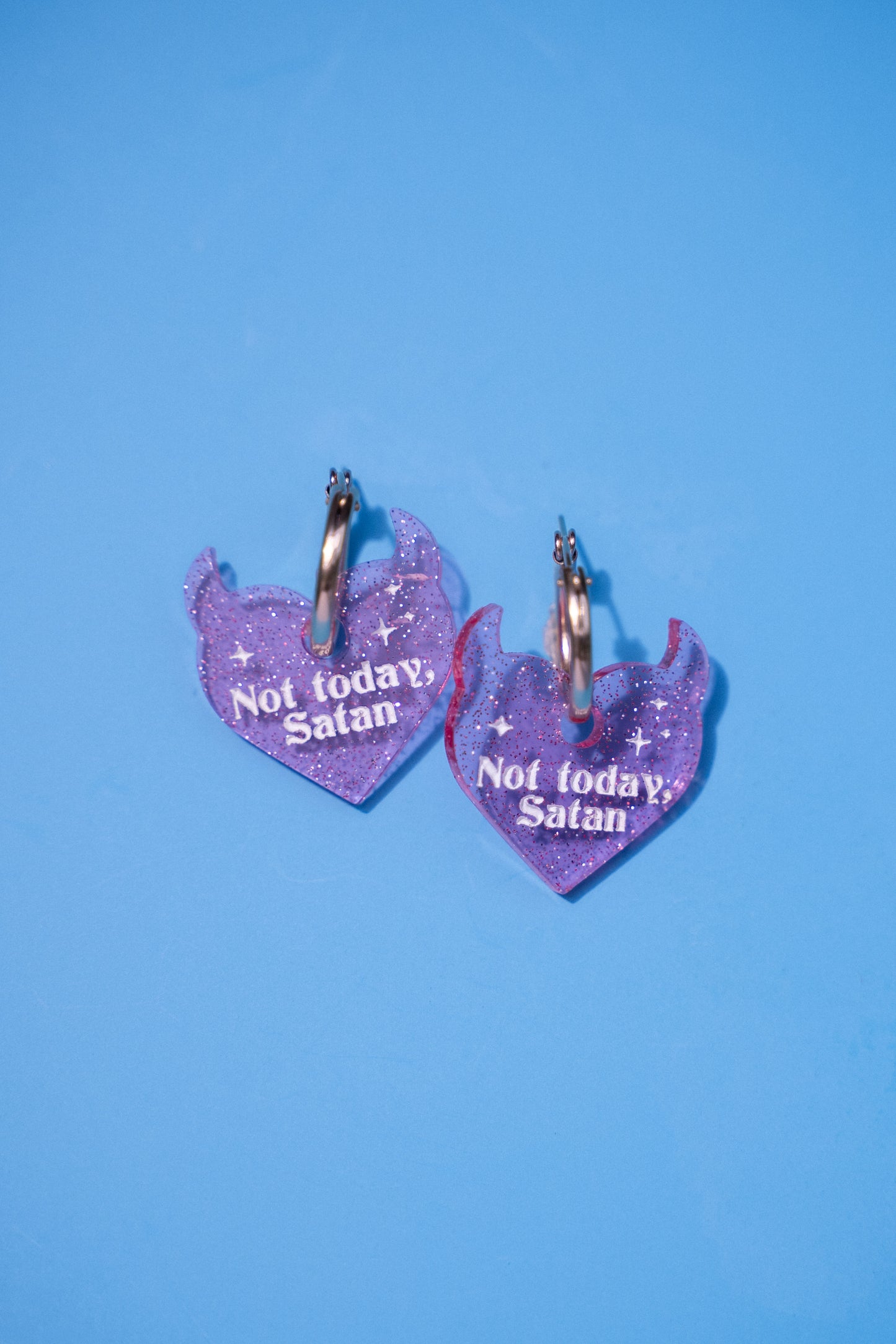 Not Today Satan Hoop Earrings