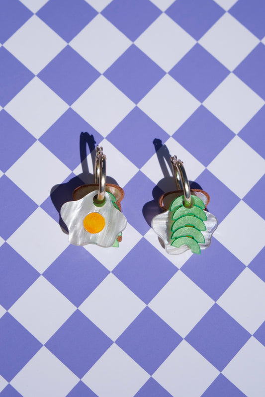 Avocado and Egg on Toast Hoop Earrings