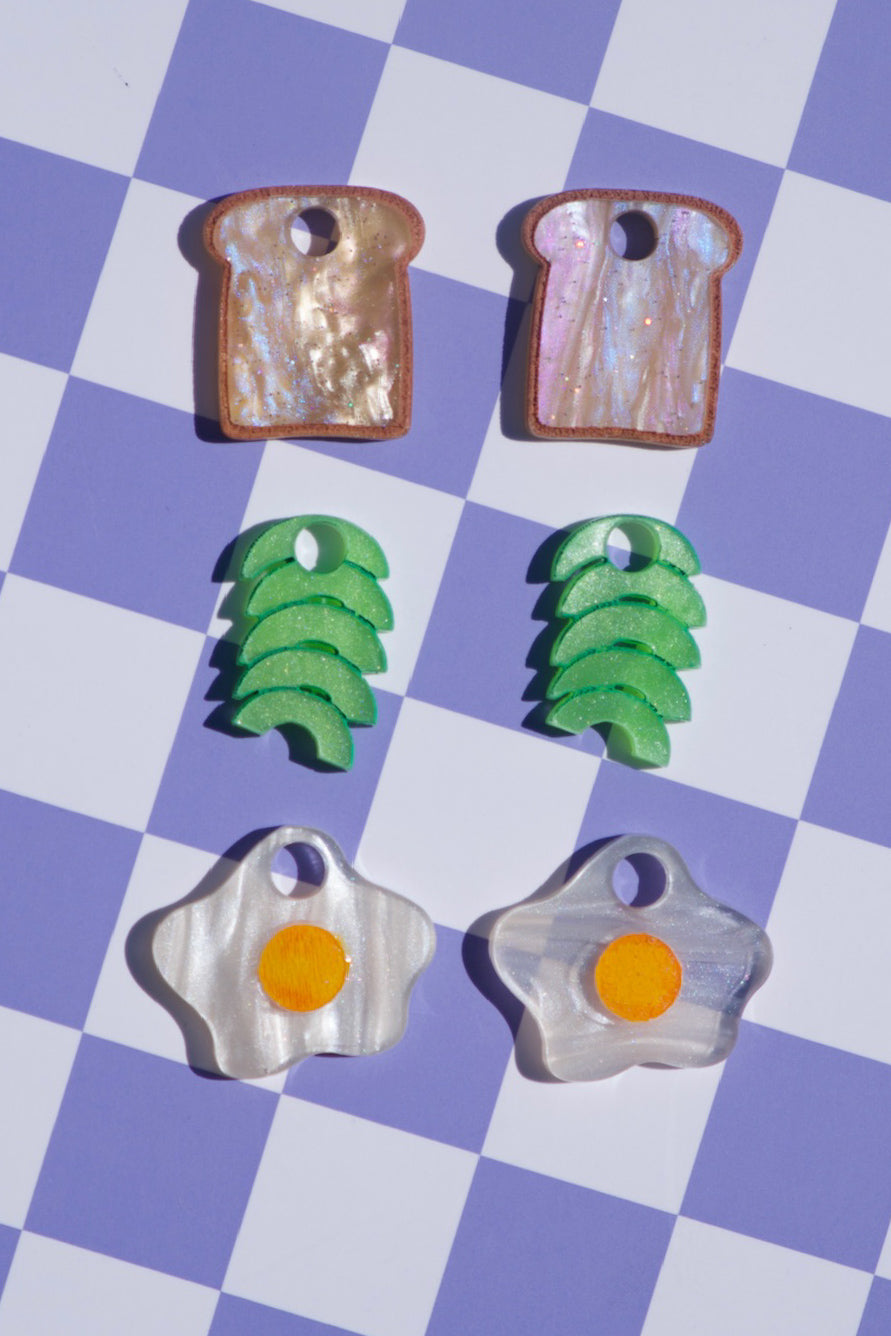 Avocado and Egg on Toast Hoop Earrings