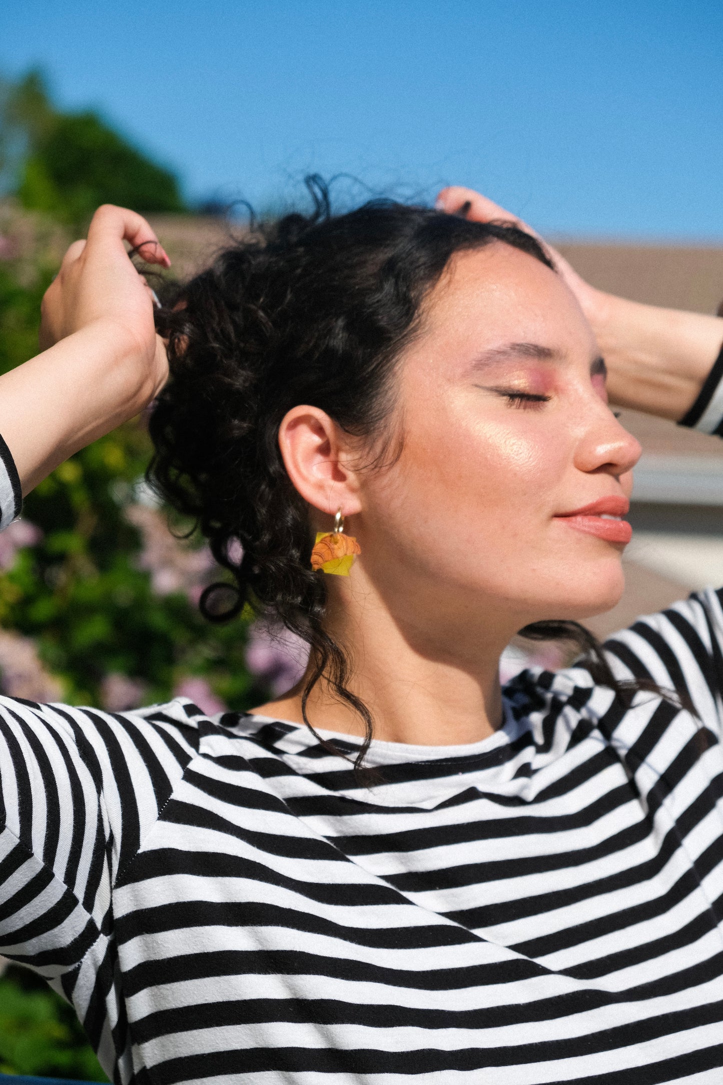 Ham and Cheese Croissant Hoop Earrings