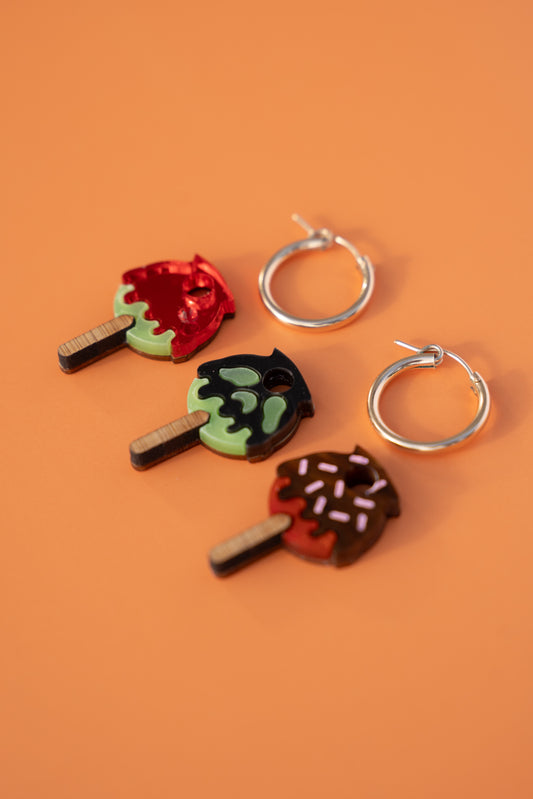 Candy Apple Hoop Earrings - Set of 3
