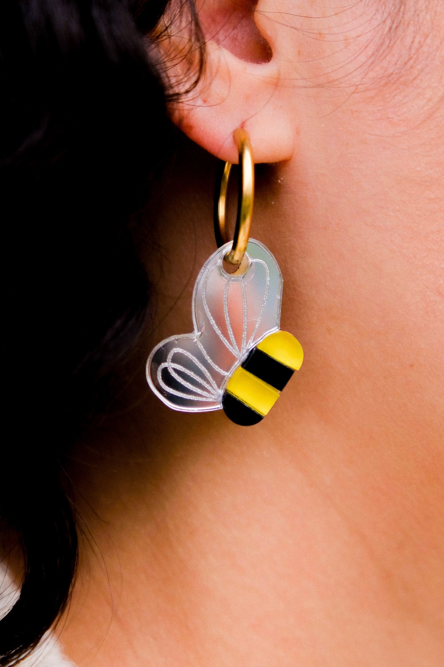 Bee Hoop Earrings