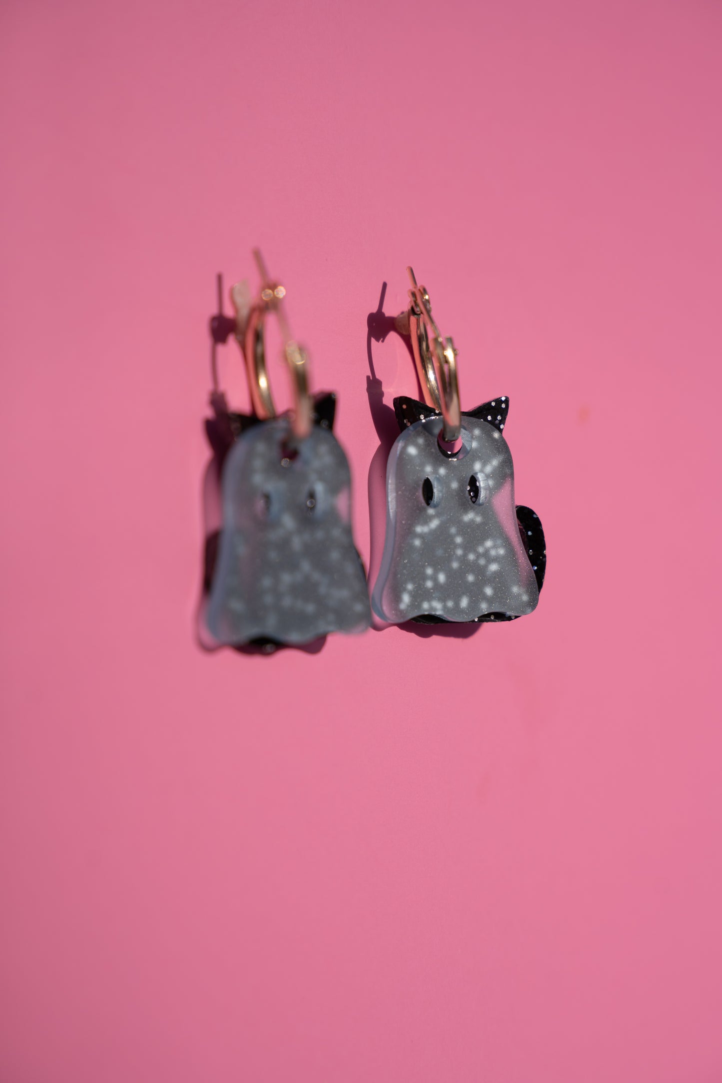 Ghost Cat Hoop Earrings