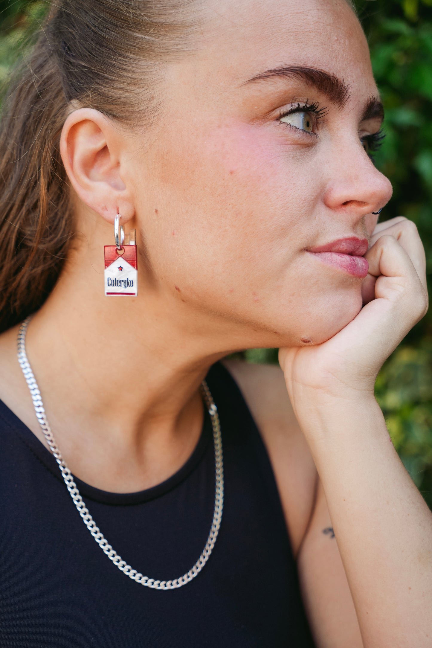 Cigarette Pack Hoop Earrings