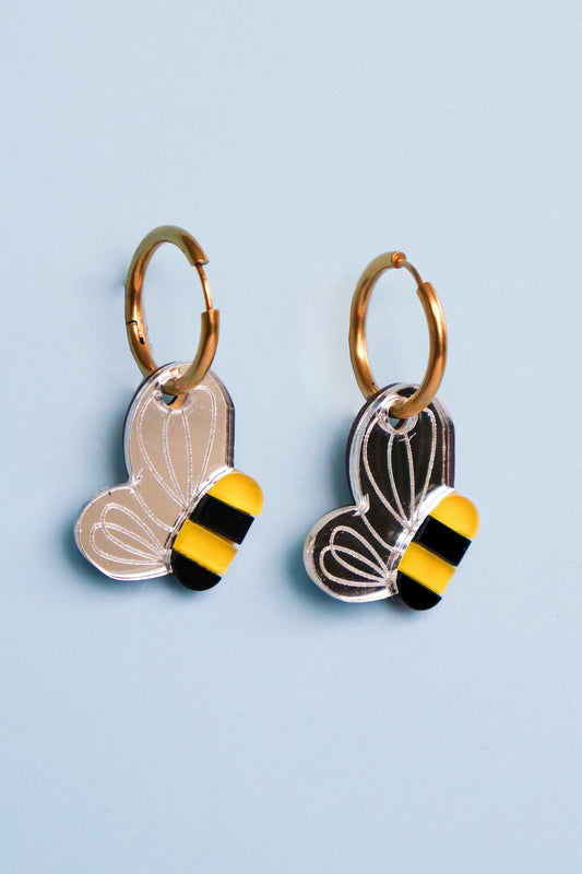 Bee Hoop Earrings