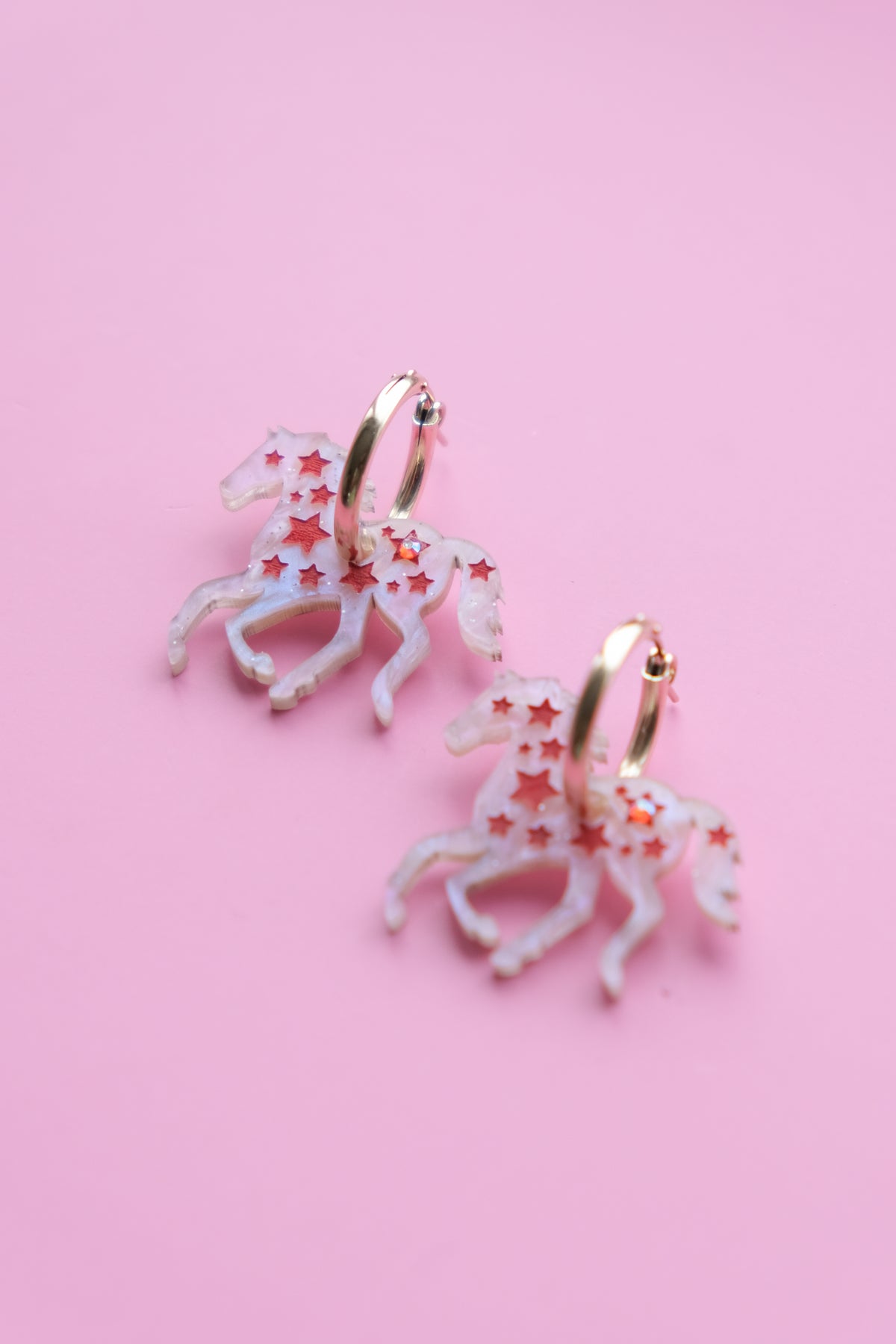 Star Horse Hoop Earrings