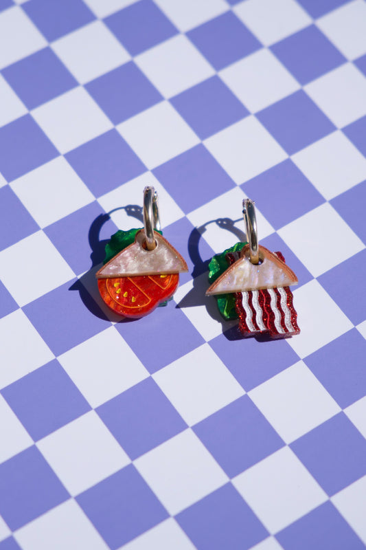 BLT bacon sandwich hoop earrings