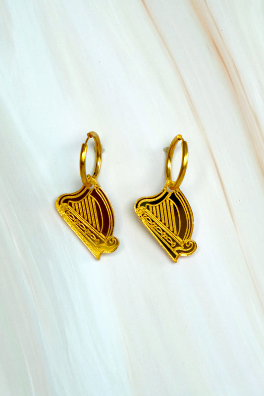 Celtic Harp Hoop Earrings