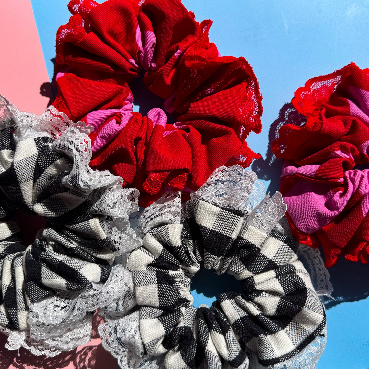 Black and White Señorita Lace Scrunchie