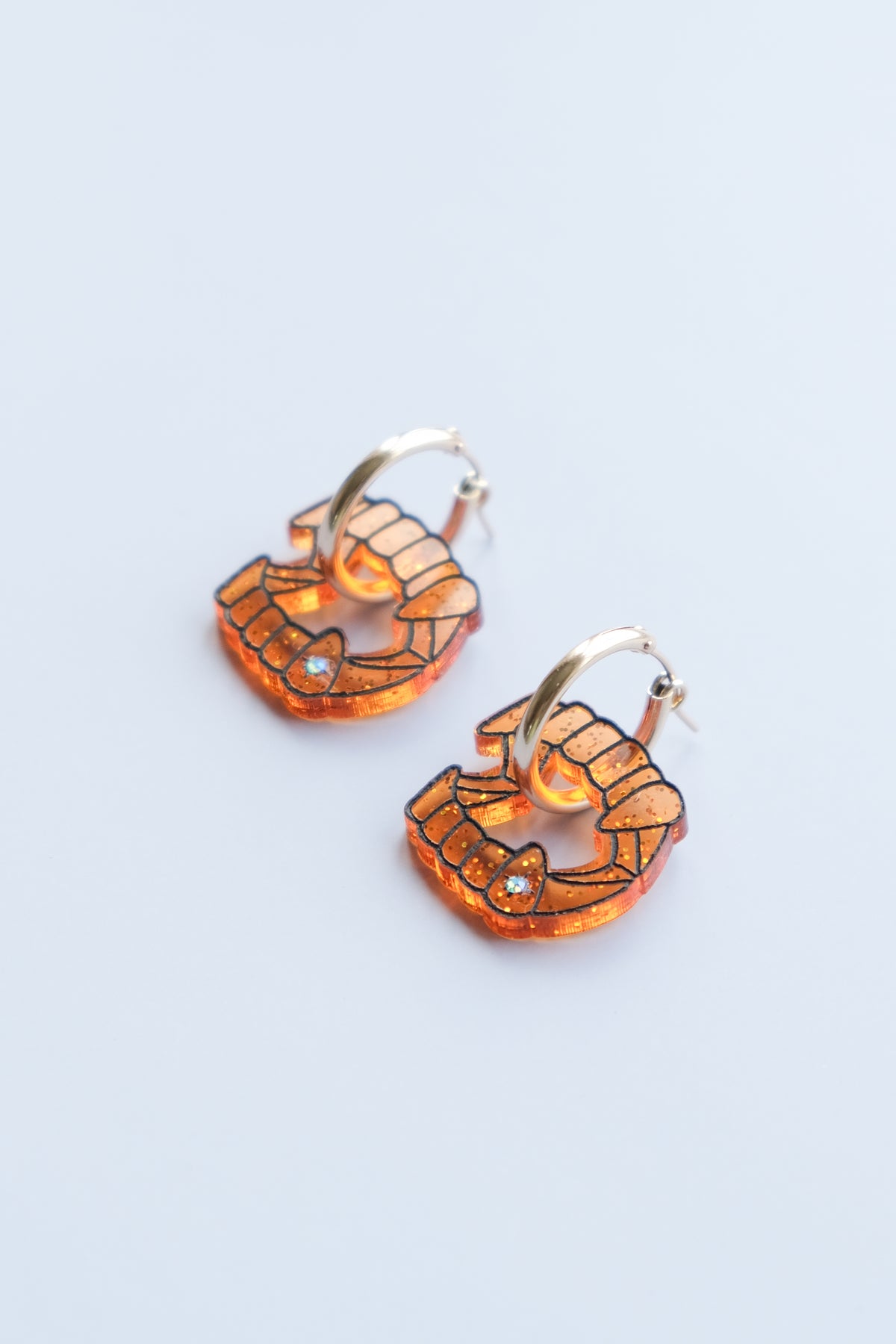 Orange Fang Hoop Earrings