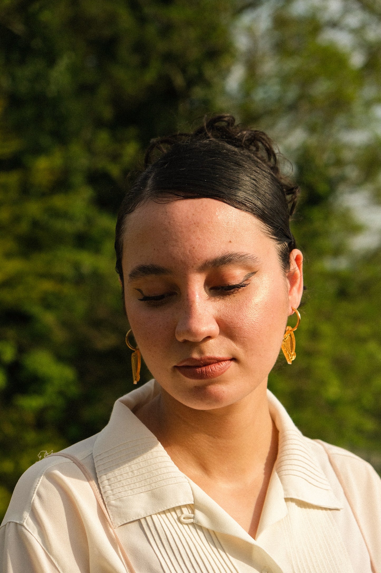 Celtic Harp Hoop Earrings