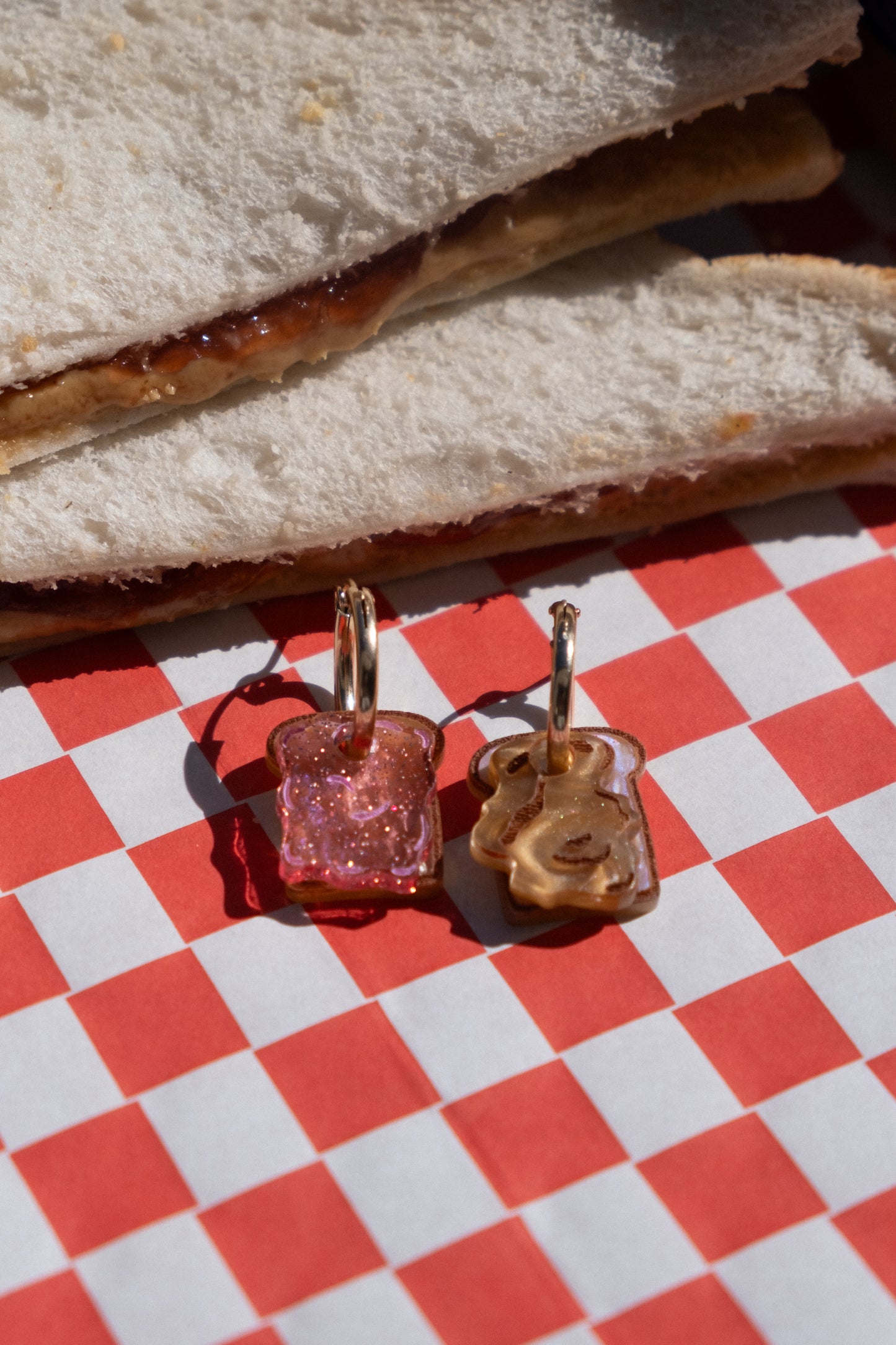 Peanut Butter and Jelly Sandwich Hoop Earrings