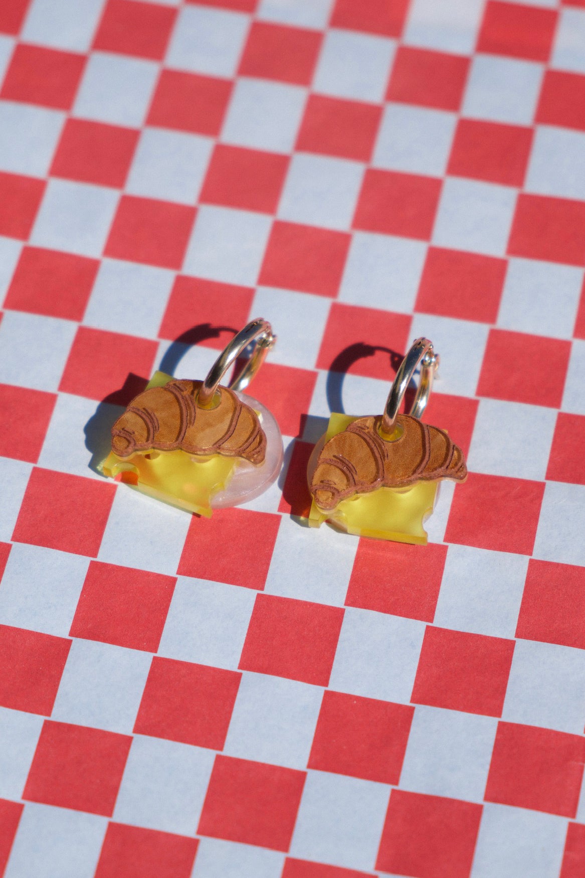 Ham and Cheese Croissant Hoop Earrings