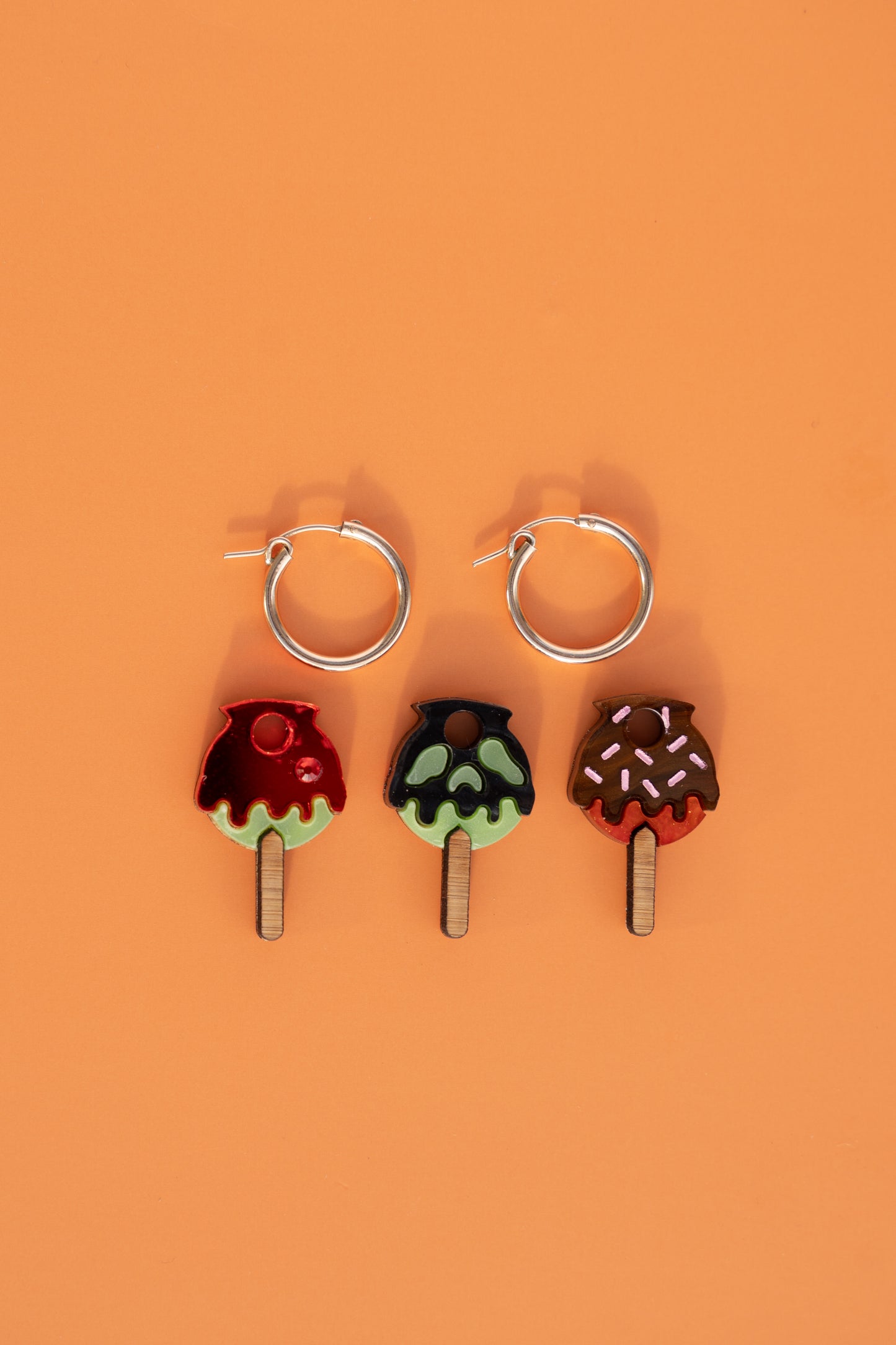 Candy Apple Hoop Earrings - Set of 3