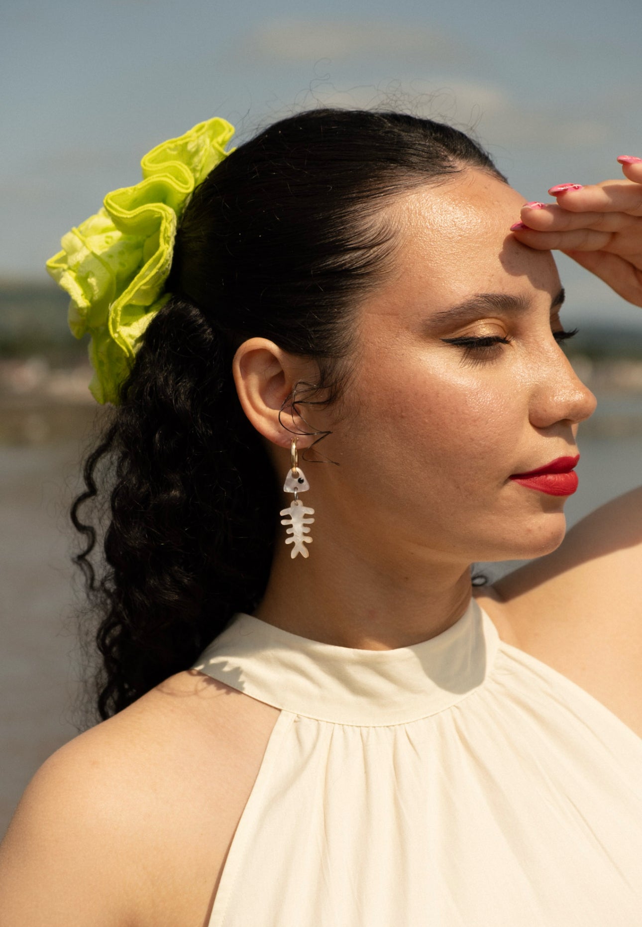 Fish Skeleton Hoop Earrings