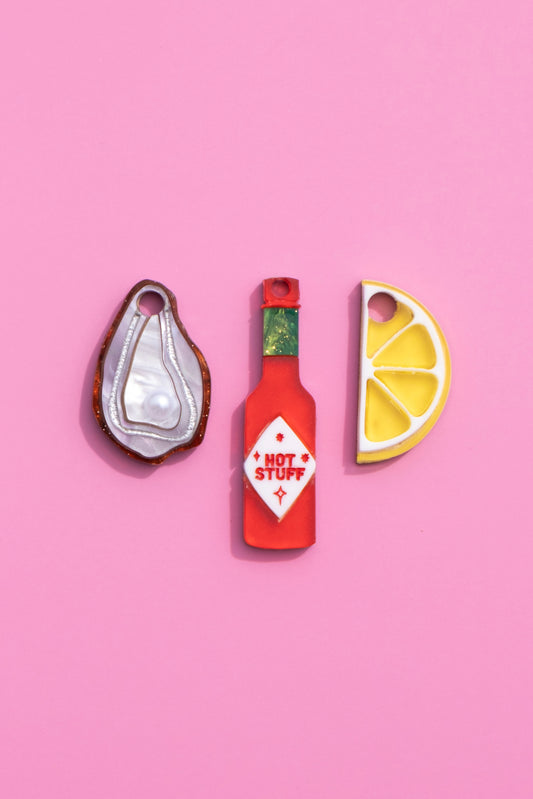 Oyster, Lemon and Hot Sauce Hoop Earrings