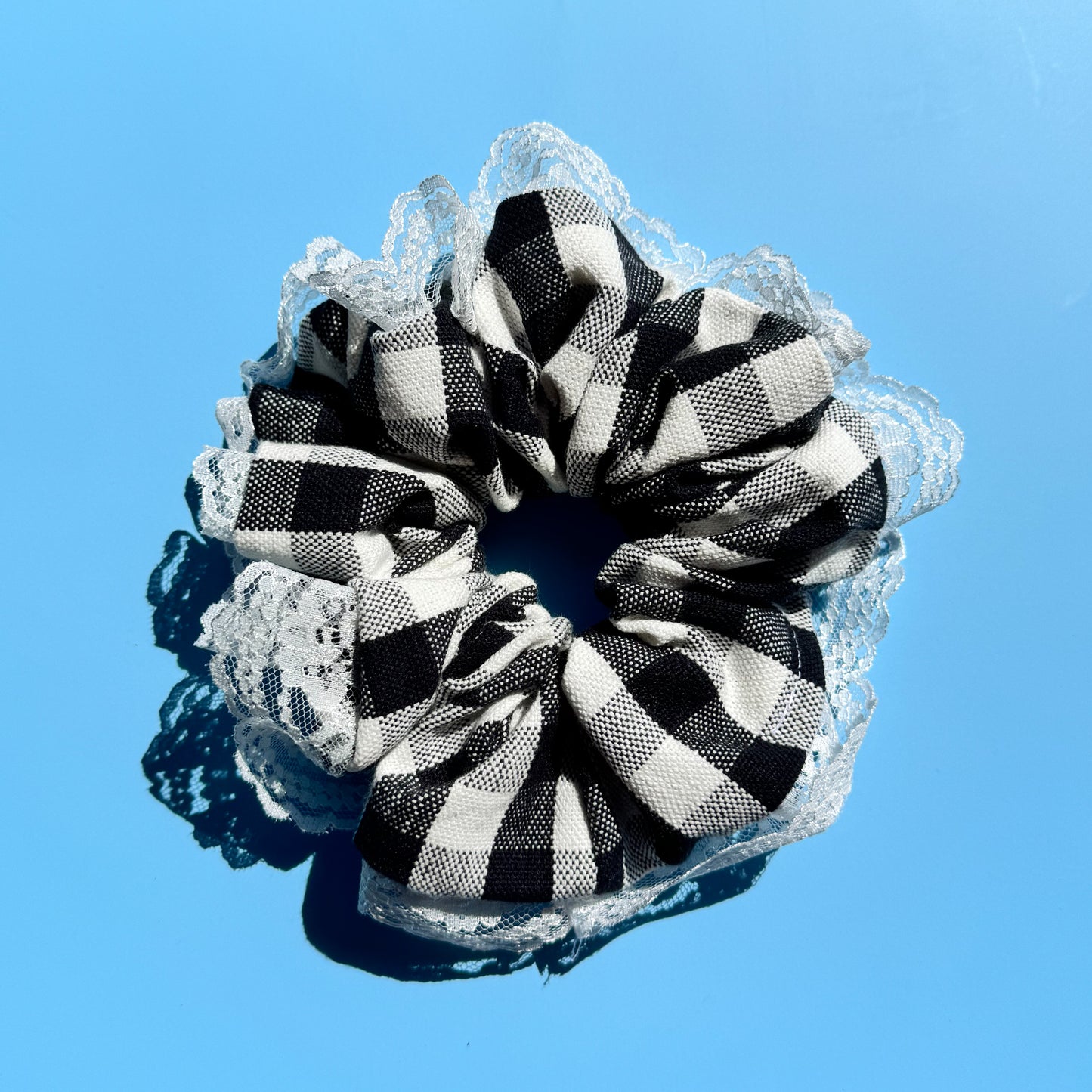 Black and White Señorita Lace Scrunchie