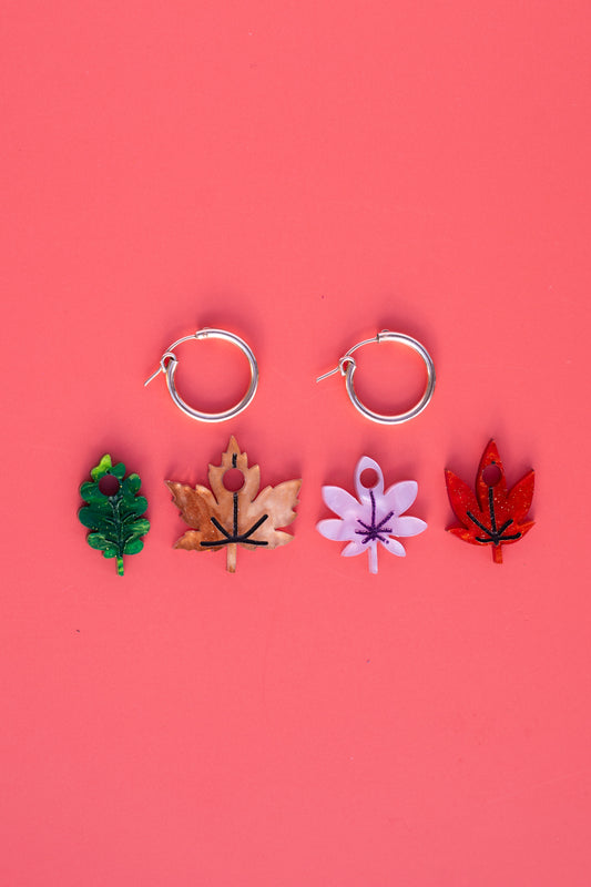 Autumnal Leaves Hoop Earrings - Set of 4