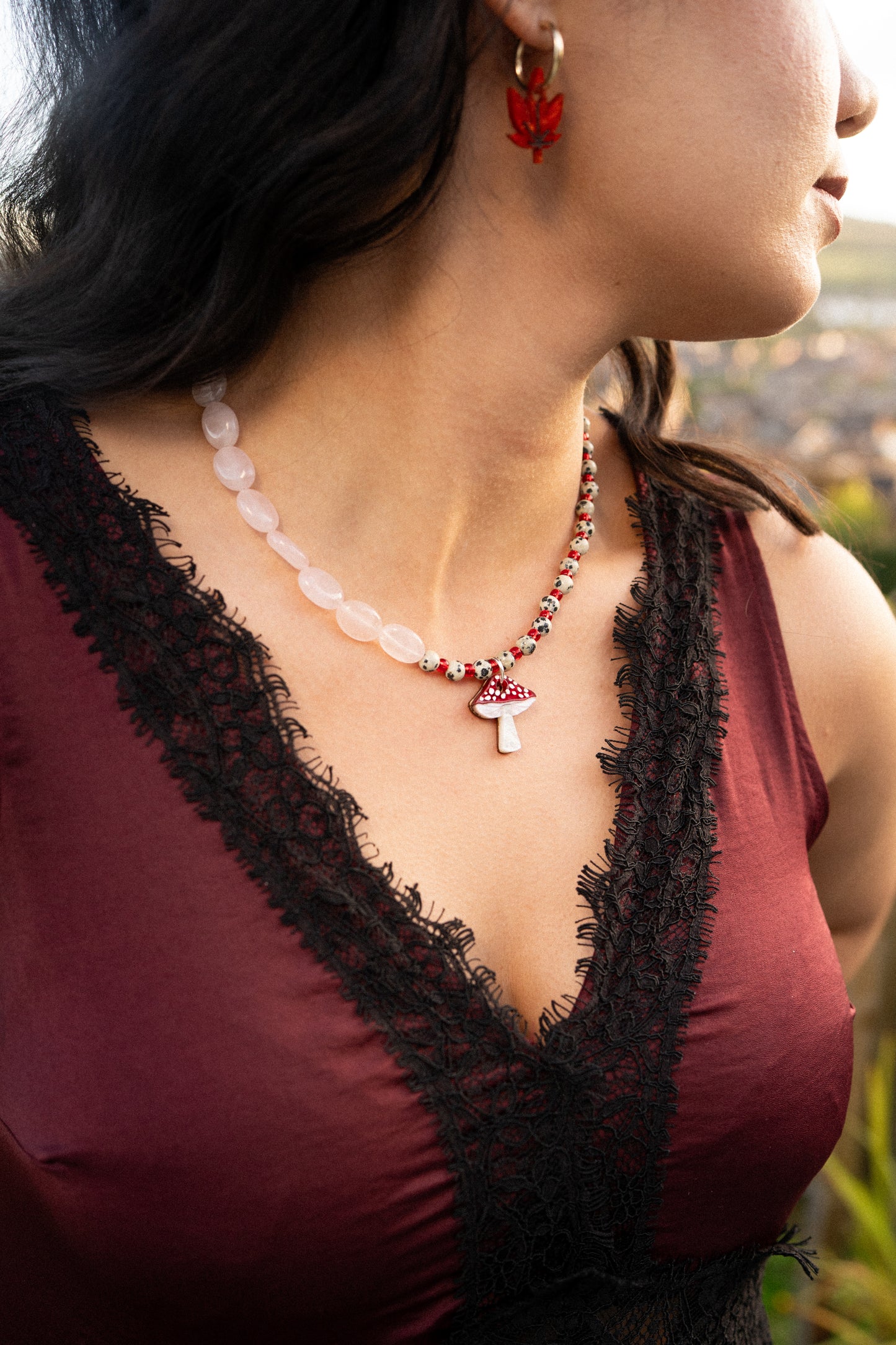 Mushroom Forest Beaded Necklace
