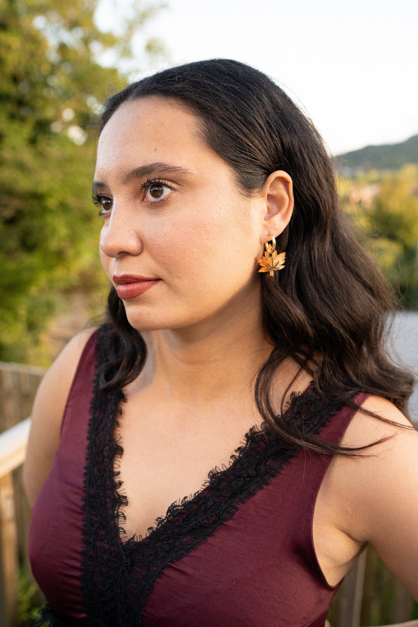Autumnal Leaves Hoop Earrings - Set of 4