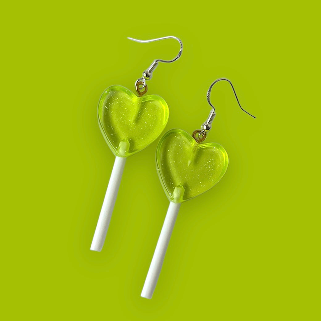 Mini Heart Lollipop Earrings - Cuteryko