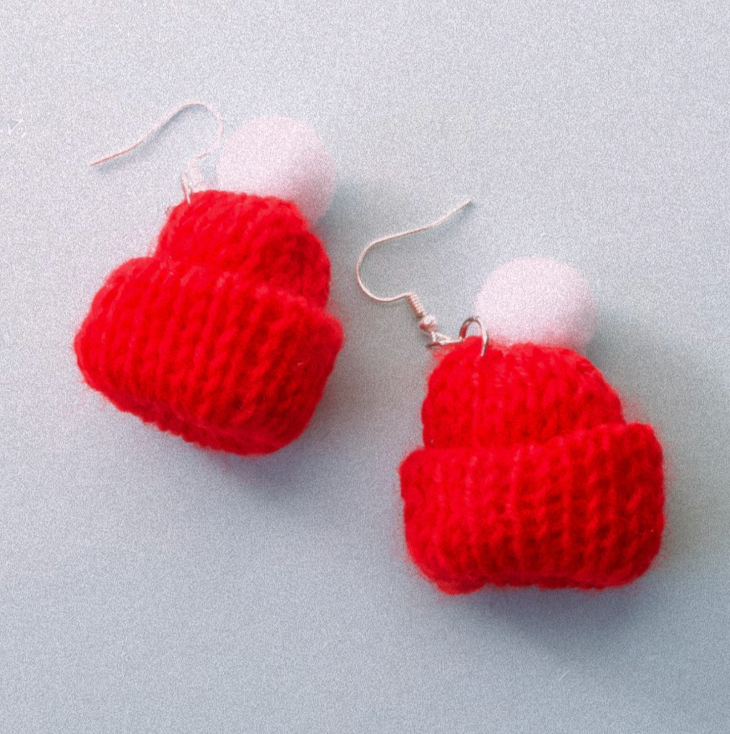 Red Bobble Hat Earrings - Cuteryko