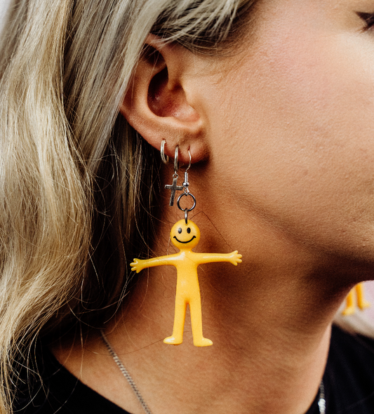 Stretchy Smiley Men Earrings - Cuteryko