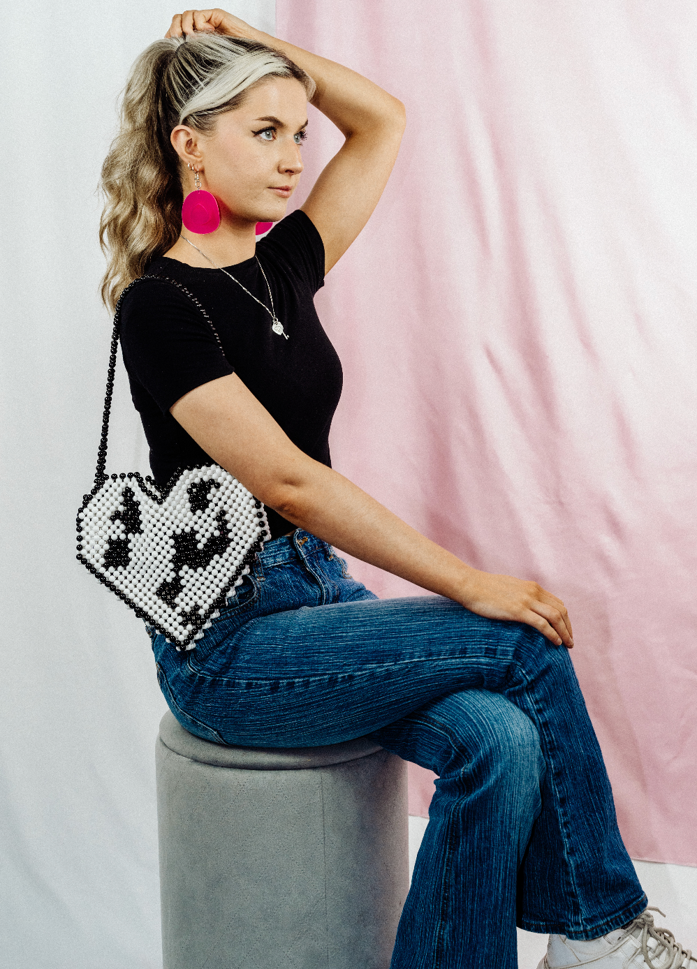Cow Print Heart Bead Bag - Cuteryko