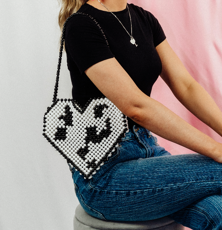 Cow Print Heart Bead Bag - Cuteryko
