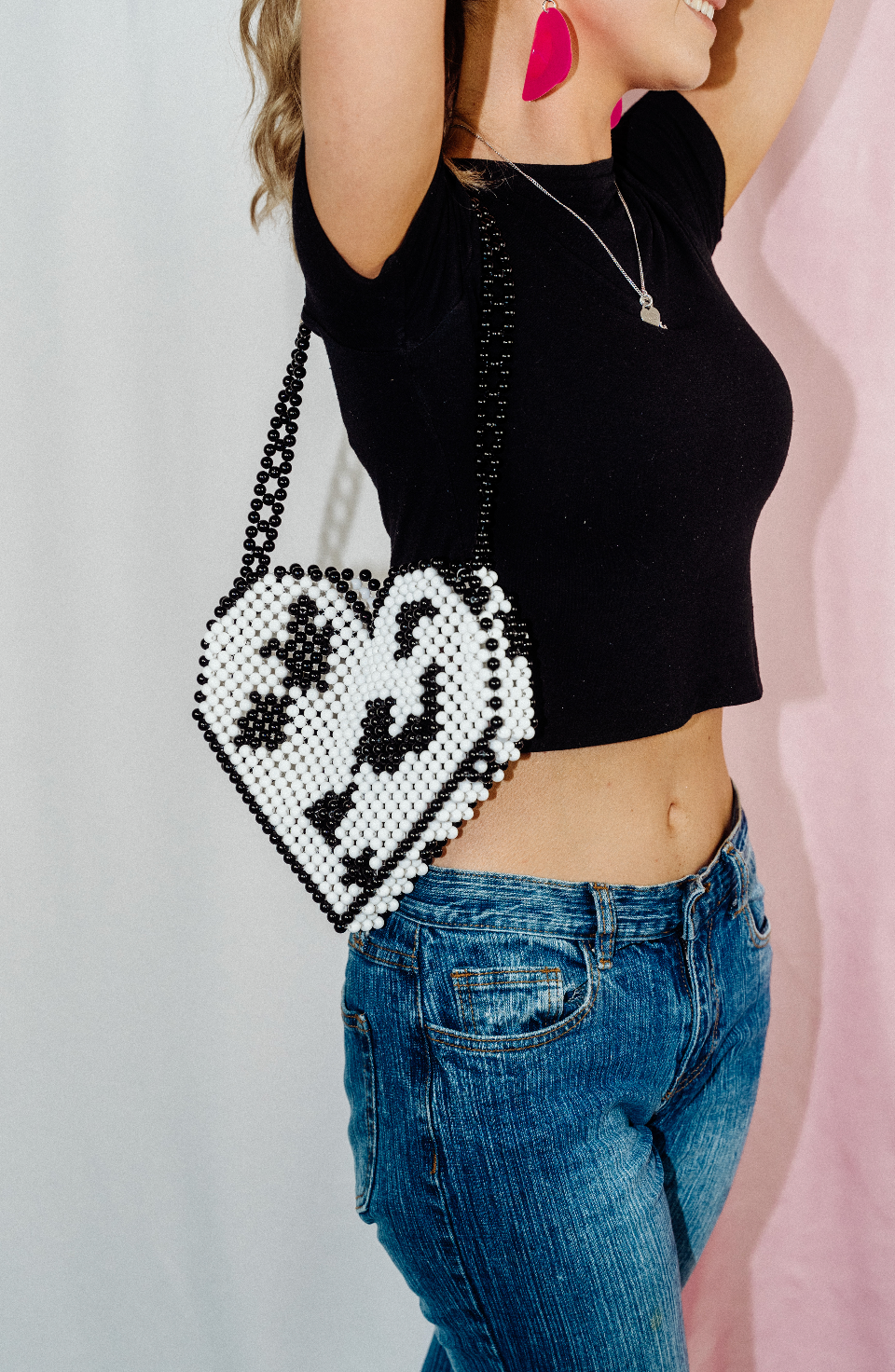 Cow Print Heart Bead Bag - Cuteryko