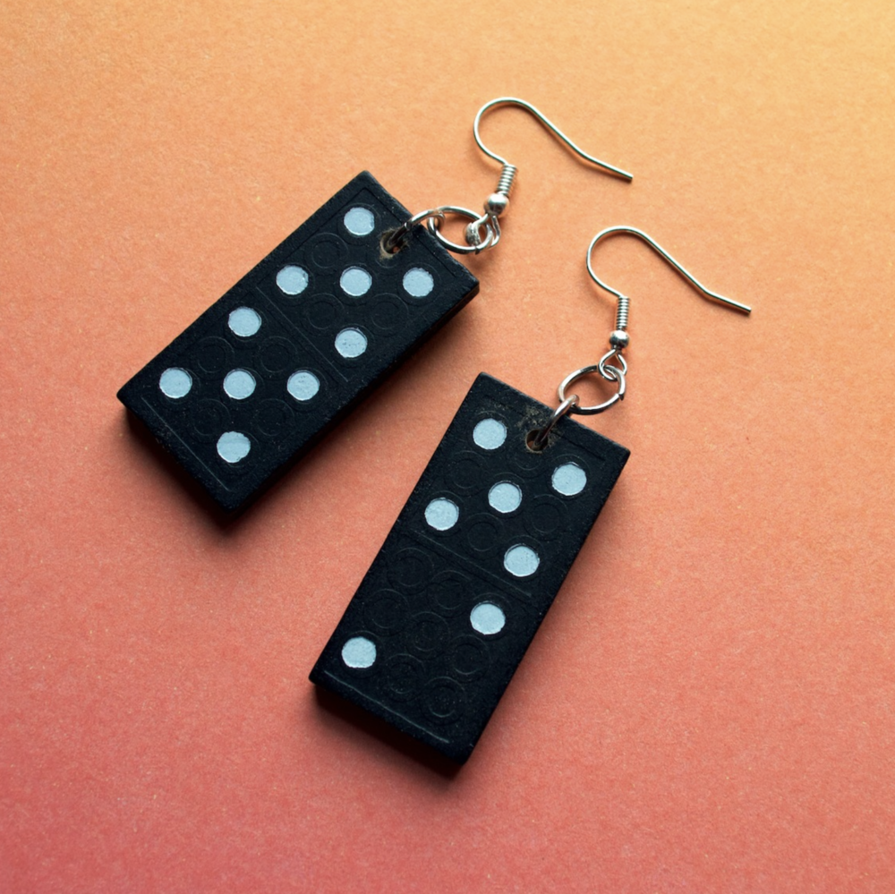 Black Domino Earrings - Cuteryko
