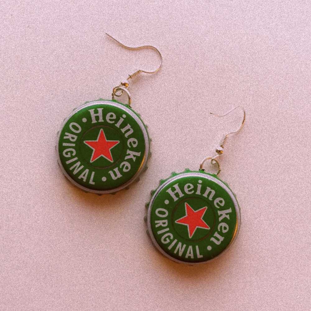 Heineken Original Bottle Cap Earrings - Cuteryko