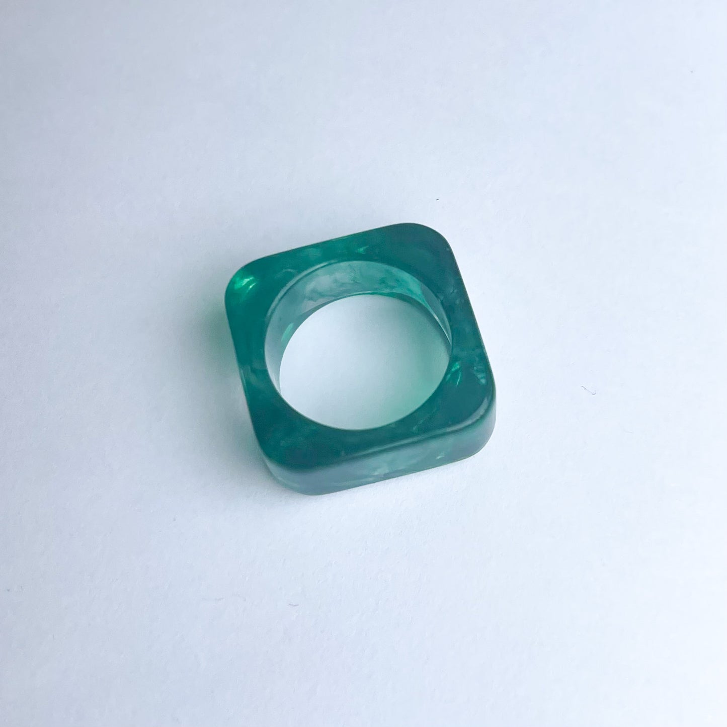 Ocean Green Chunky Square Ring - Cuteryko