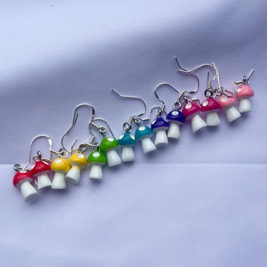 Colourful Mini Mushroom Earrings