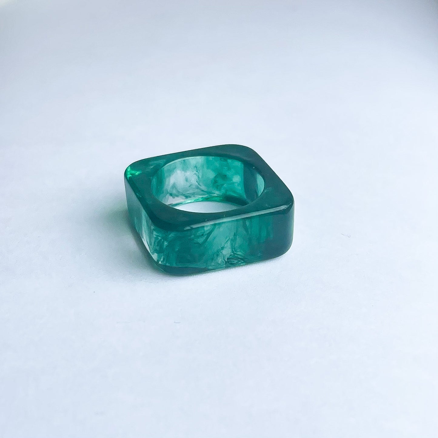 Ocean Green Chunky Square Ring - Cuteryko