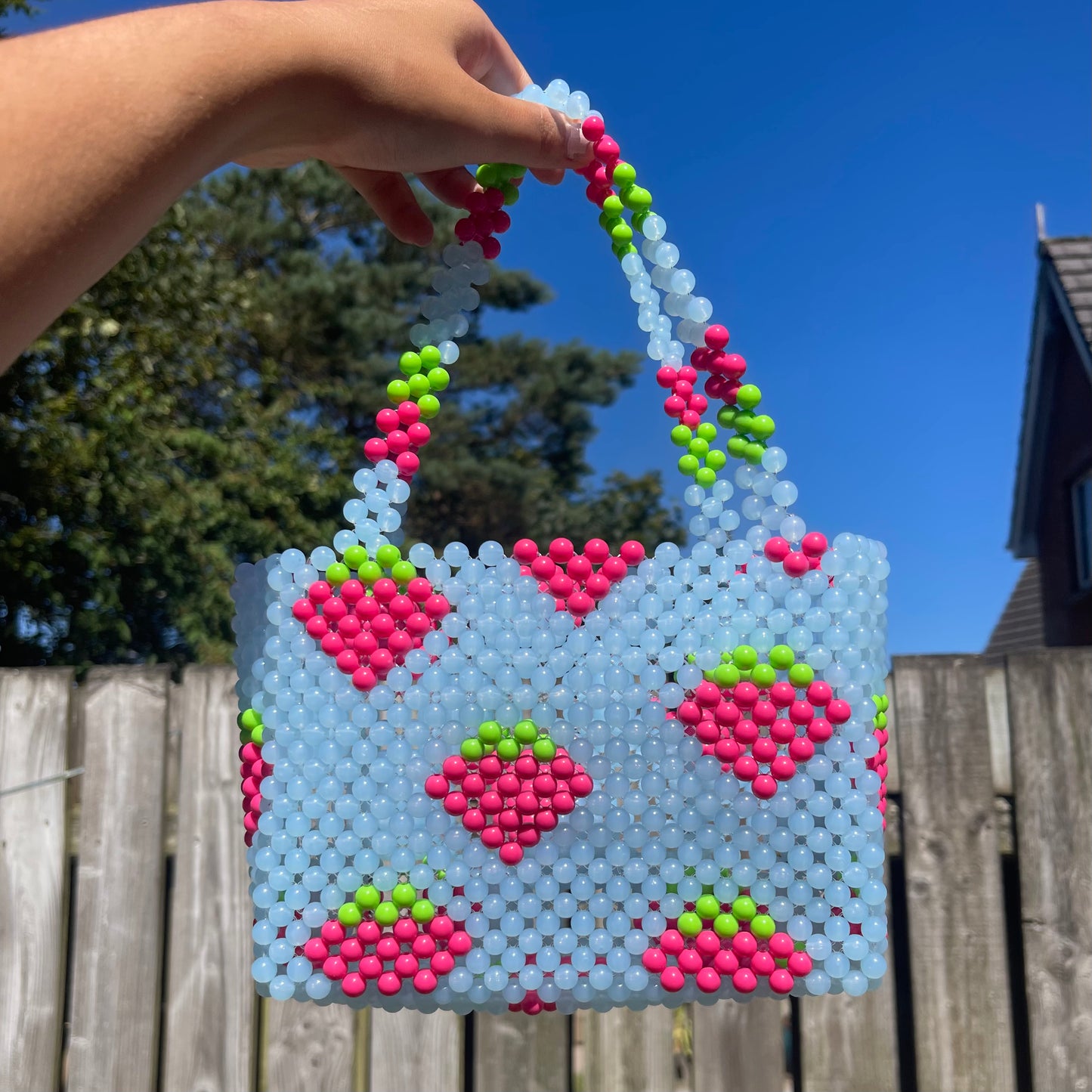 Blue Strawberry Shortcake Bead Bag