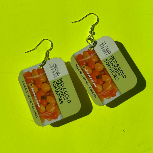 Red and Gold Santini Tomatoes Earrings - Cuteryko