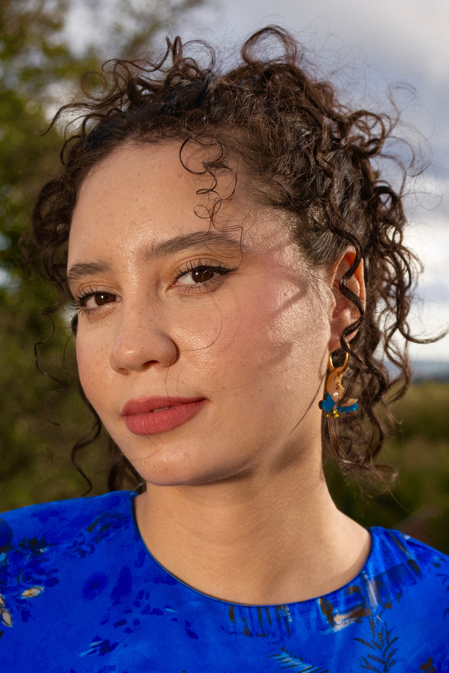 Melancholy Blue Night Sky Hoop Earrings