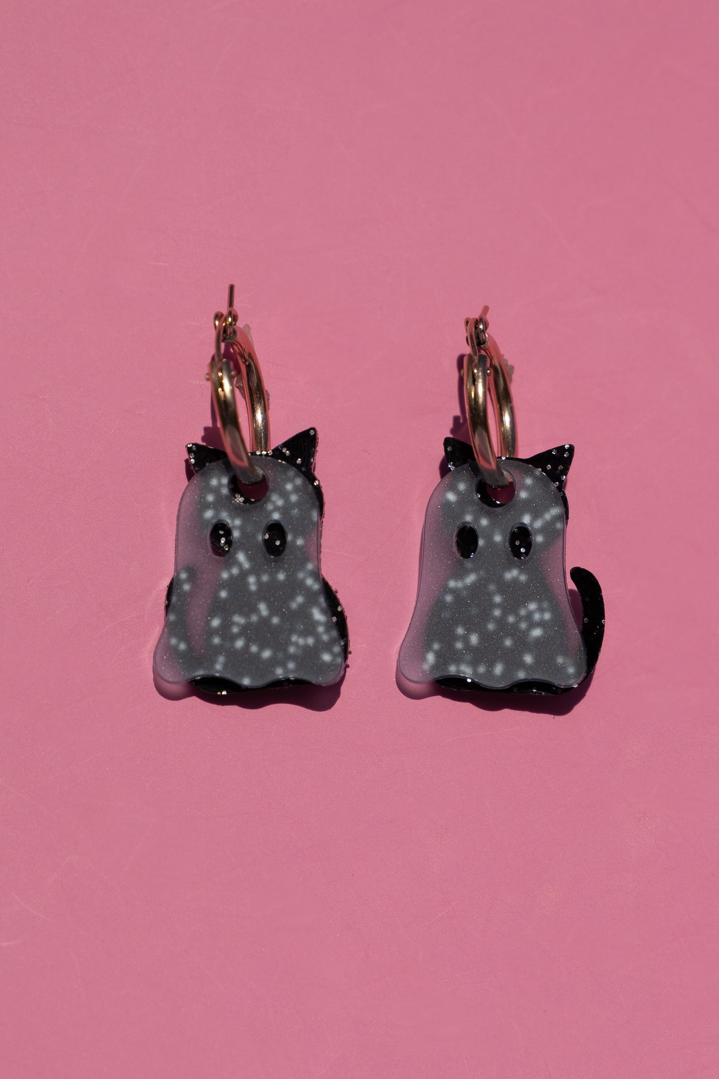 Ghost Cat Hoop Earrings
