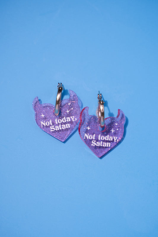 Not Today Satan Hoop Earrings
