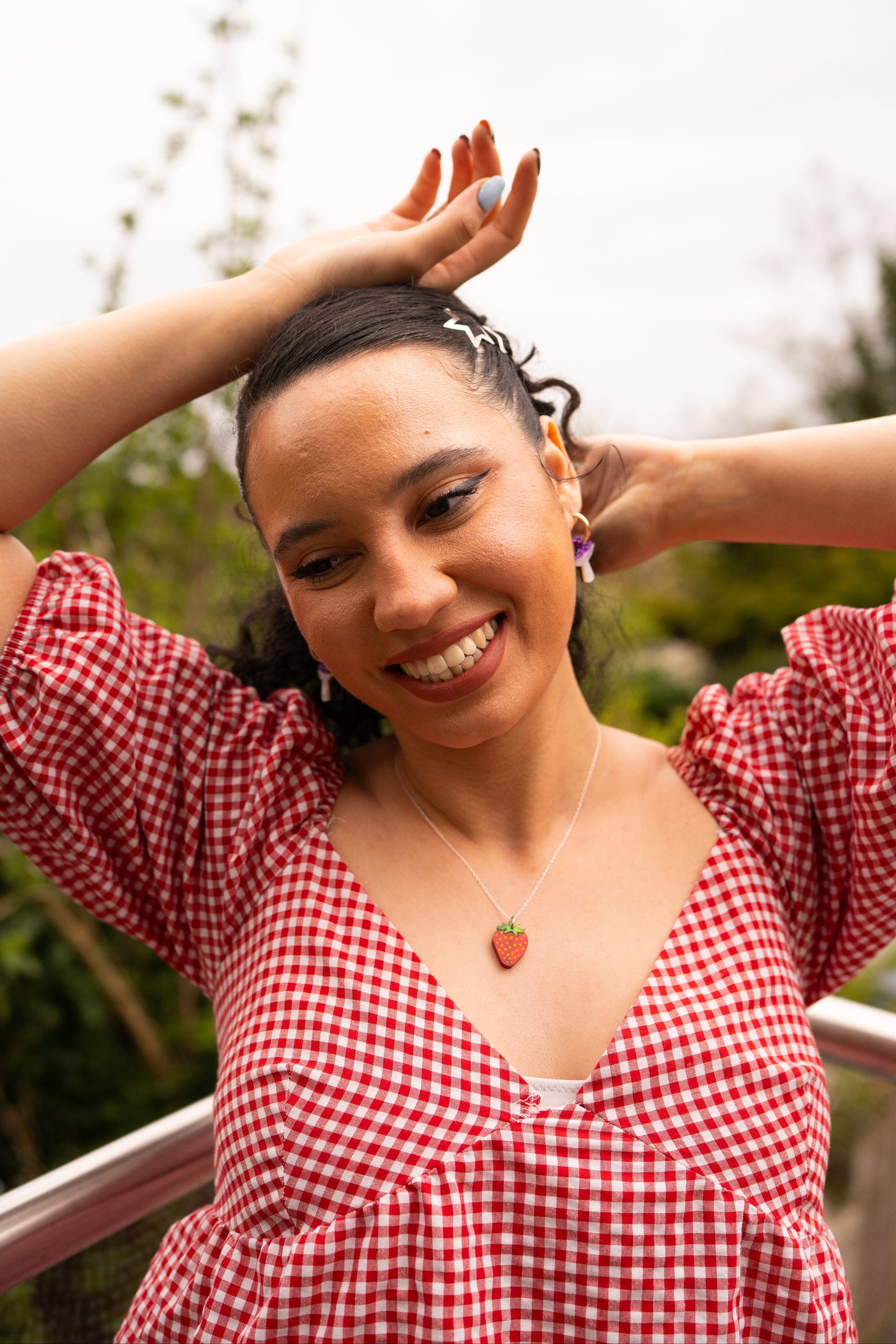 Purple Mushroom Hoop Earrings