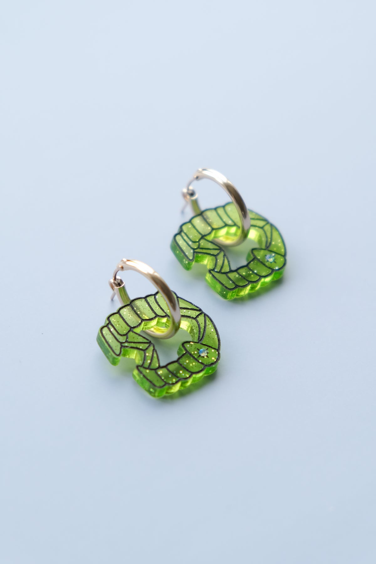 Green Fang Hoop Earrings