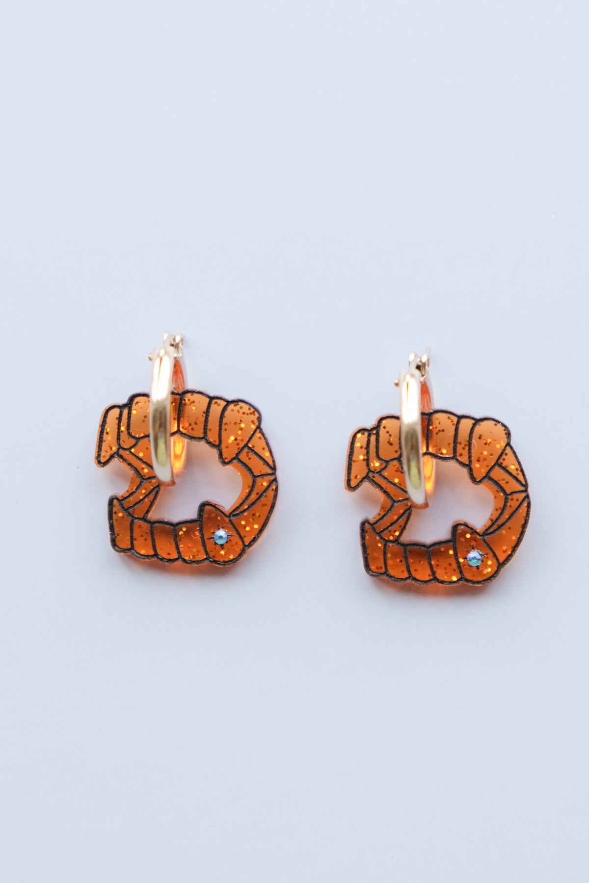 Orange Fang Hoop Earrings