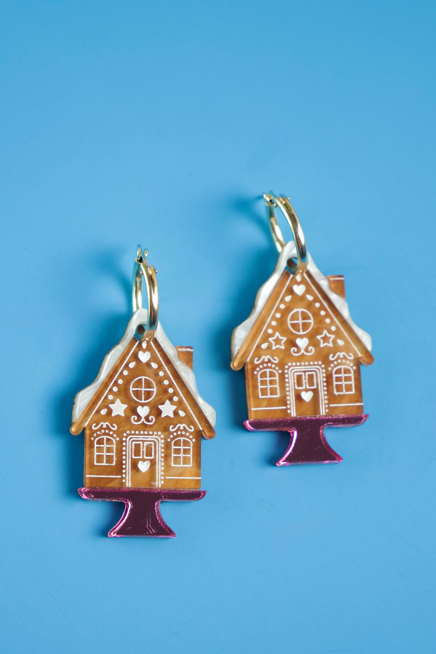 Gingerbread House Hoop Earrings