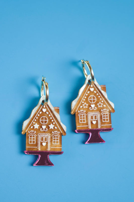 Gingerbread House Hoop Earrings