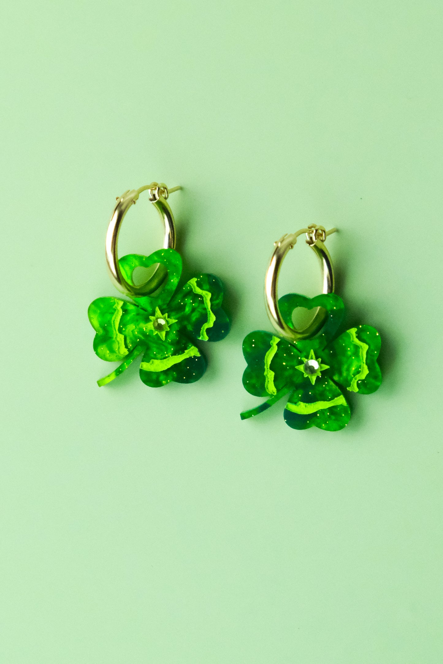 Four Leaf Clover Hoop Earrings