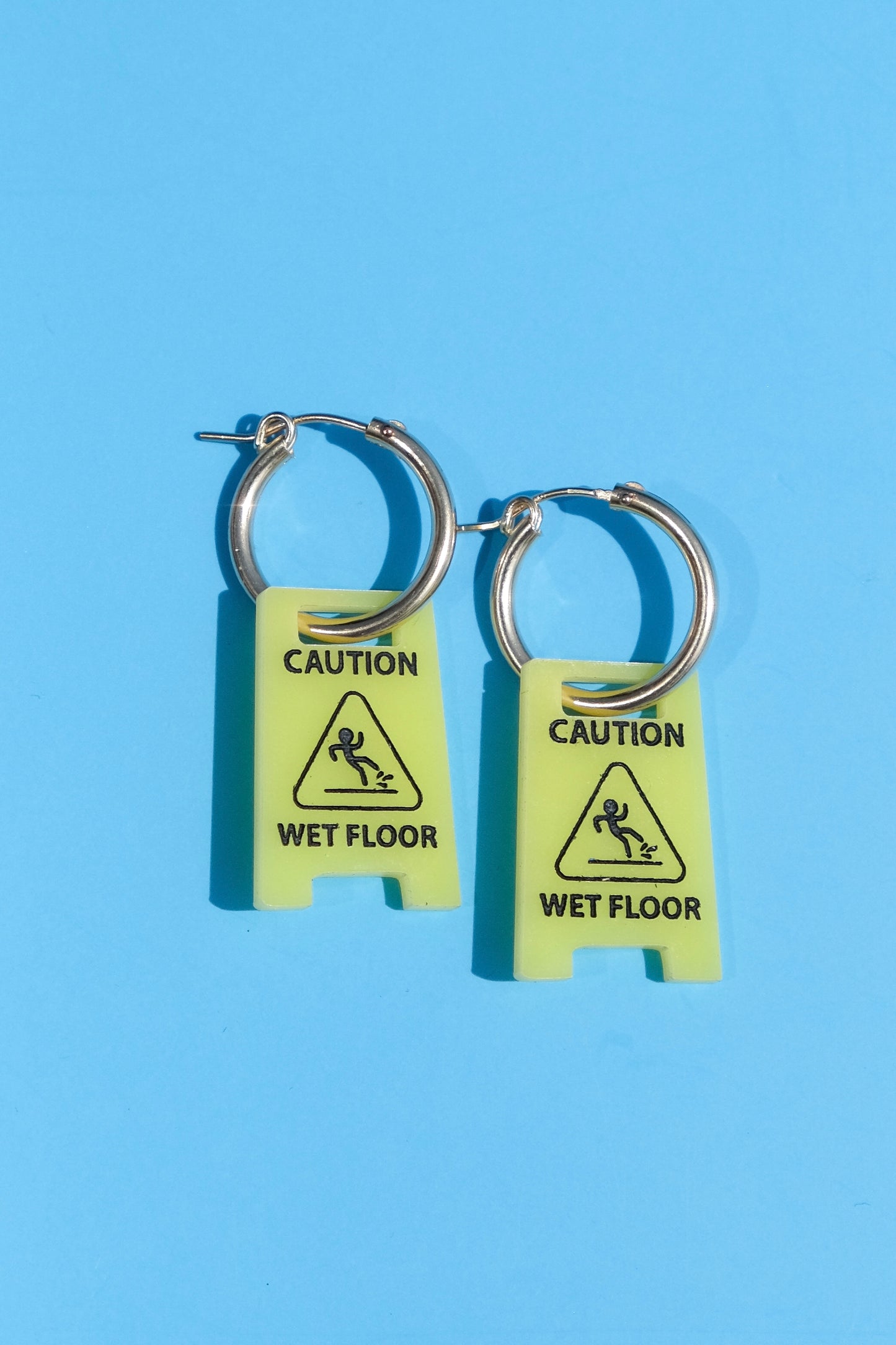 Wet Floor Sign Hoop Earrings
