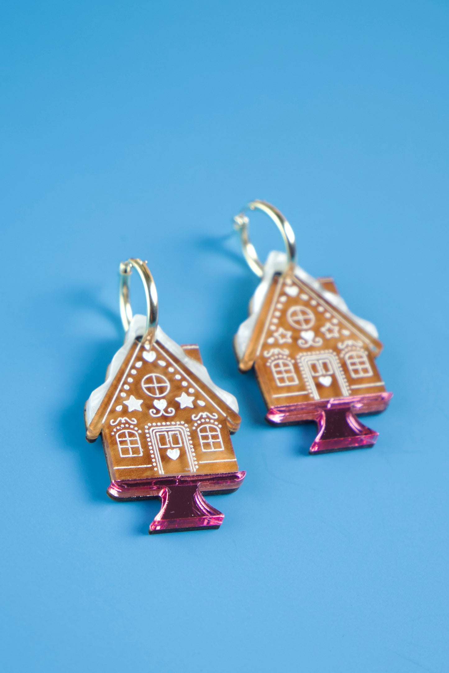 Gingerbread House Hoop Earrings