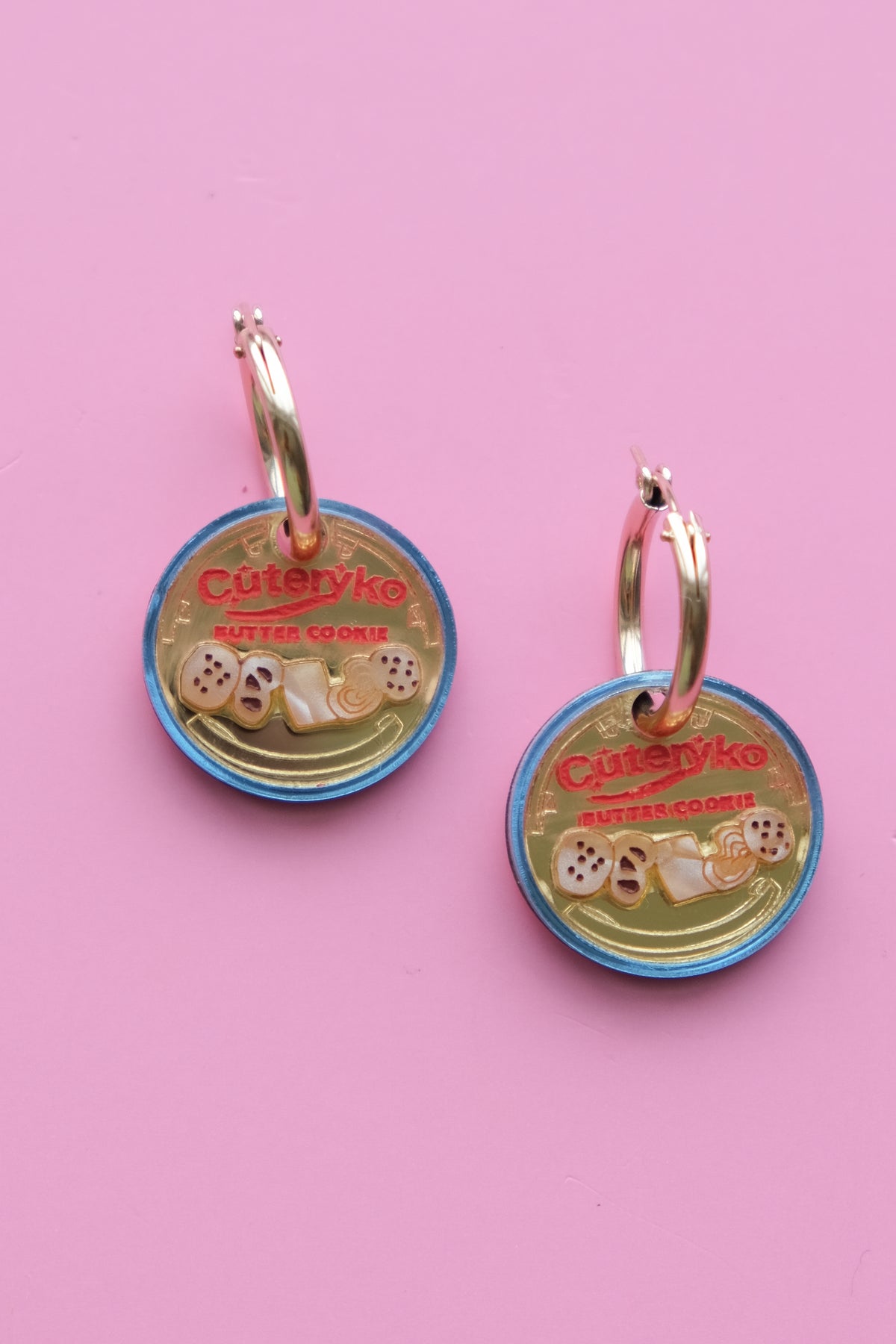 Danish Butter Cookie Tin Hoop Earrings