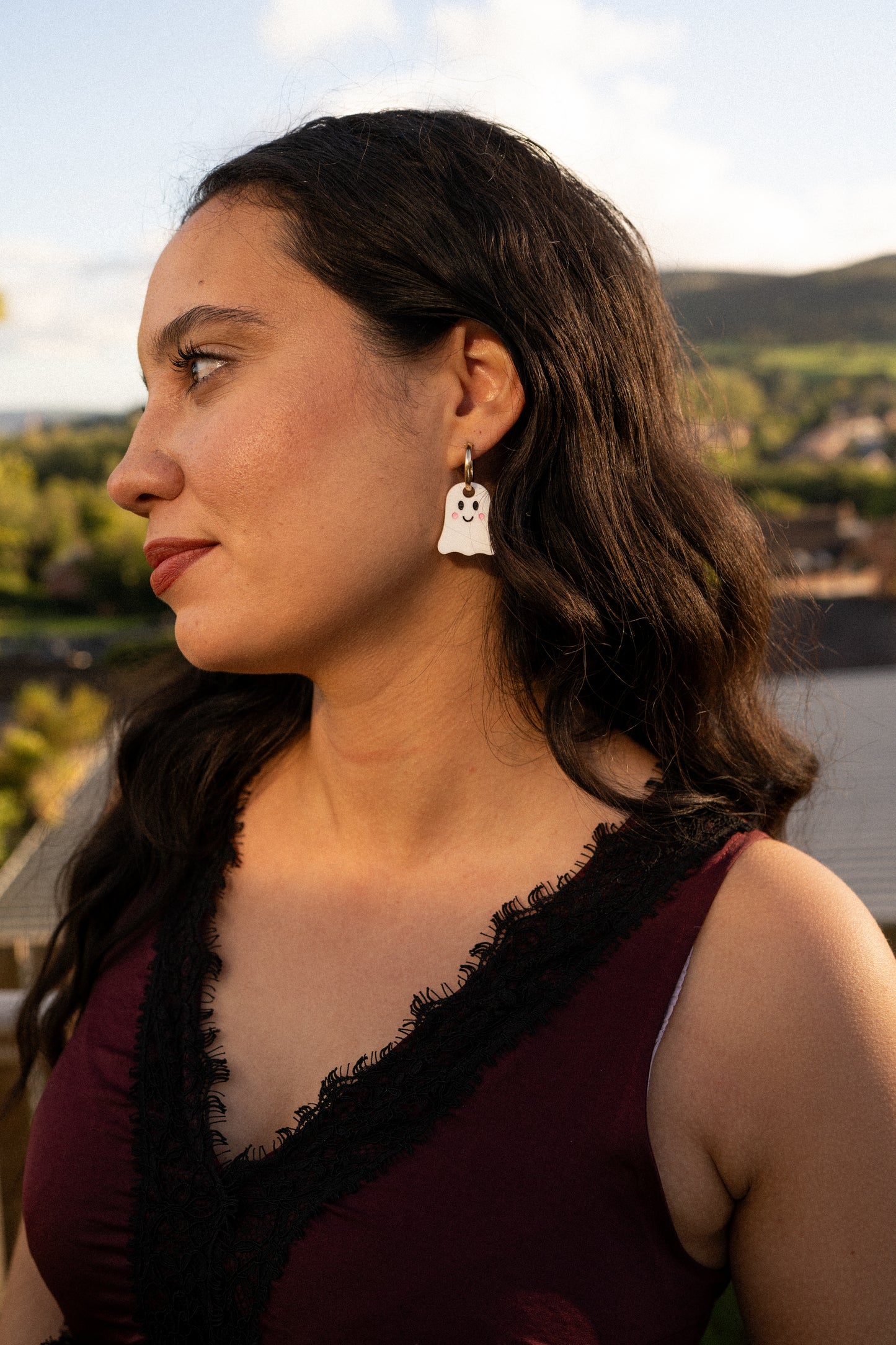 Cute Happy Ghost Hoop Earrings